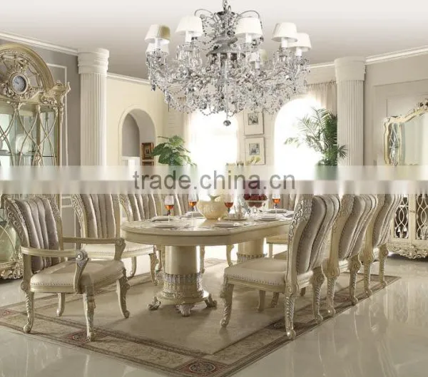 Pure American Classic Luxury Full Solid Wood Cream Color Palace Carving Dining Room Furniture Set(MOQ=1 SET) photo-3