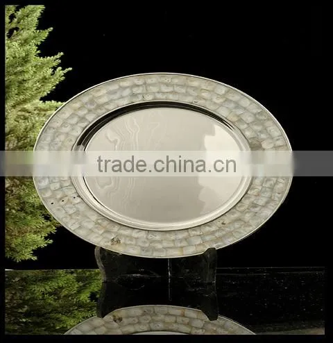 Mother Pearl Charger Plate/ Steel Show Plate/ Charger Plate photo-2
