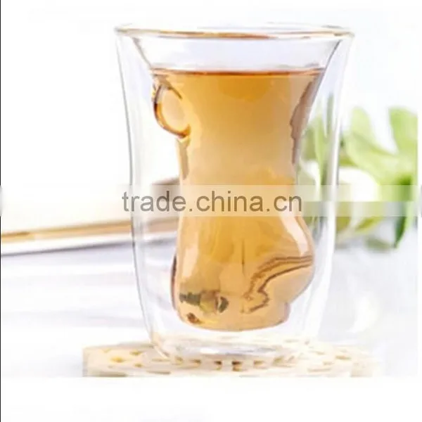 Double Woman Shape Beer Glass, Glass Water Cup Drinkware Beer Wine Glass Cup Vodka S photo-3