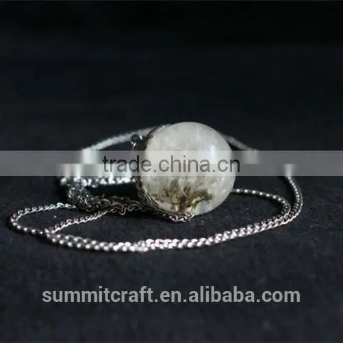 Natural Real Dandelion Pendant Necklace photo-2