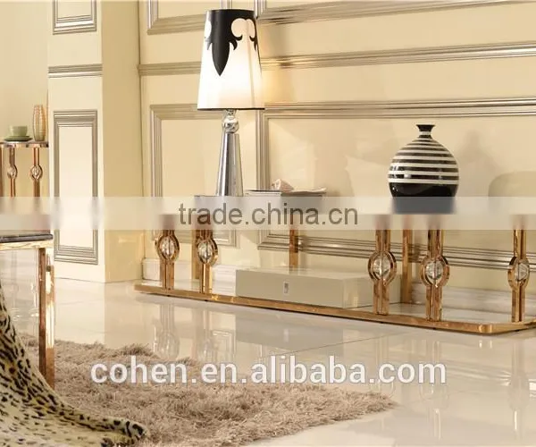 Factory Price Stainless Steel High Gloss tv Stand Marble Top for Living Room Furniture E818G photo-2