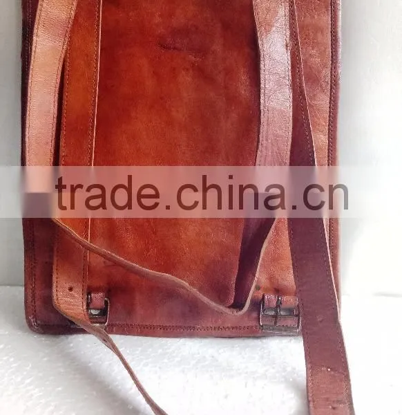 Handmade Vintage Full Flap Pure Goat Leather Travel Bag photo-2