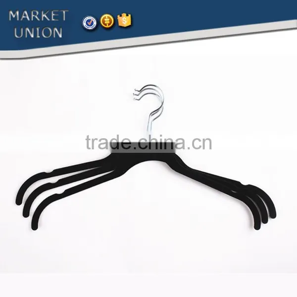 ABS Plastic Antiskid Velvet Hangers Flocking Clothes Hanger With Pulley for Women photo-3