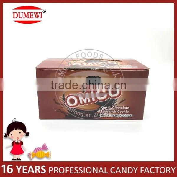 30g Halal Mini Sandwich Chocolate Flavor Filled Biscuits Cookies photo-5