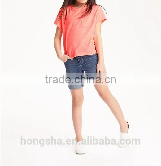 Child Girls Linen Blend Basic Tee HST8063 photo-5