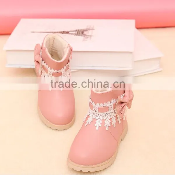 Zm40349b Bowknot Design Lace Children Warm Boots Winter Snow Shoes photo-2