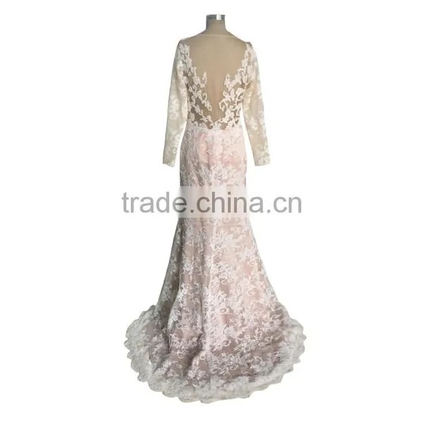 China OEM Long Sleeve Lace Wedding Dress For Sale photo-3