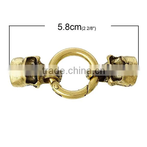Hook Clasps For Leather Bracelet Skull Halloween Gold Tone 5.8cm x 25.0mm photo-2