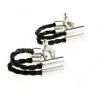 Classic Black Leather Chain Cufflinks