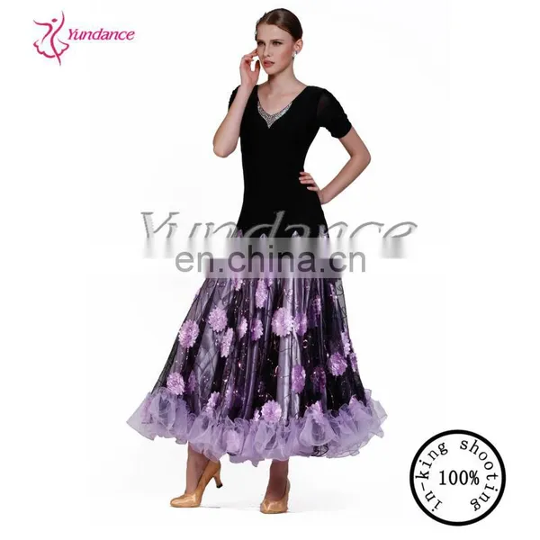 M-100 Dance Clothing Ballroom One-piece Dress Flower photo-2
