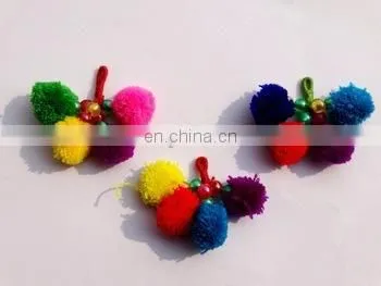 Indian Colored Pompom Small Keychain Vintage Banjara Keyring Boho Tribal Home Decor