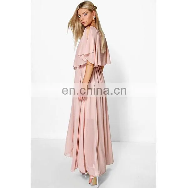 2016 Elegant Women Clothing V-neck Chiffon Double Layer Wrap Maxi Dress photo-3