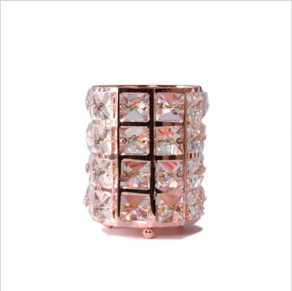 Gold/sliver/rose Gold Metal With Crystal Beaded Pen Cosmetic Brush Holder photo-2