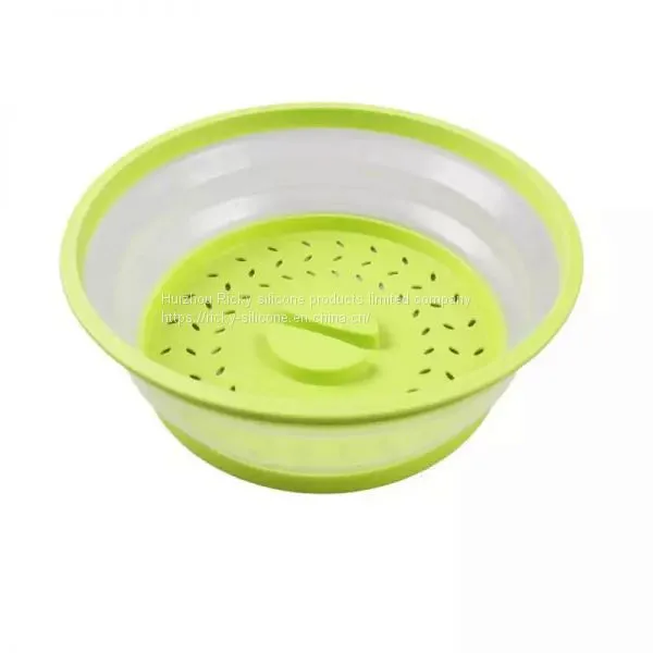 Collapsible Microwave Cover Silicone Fruit Vegetables Colander Strainer Washing Basket Folding Microwave Plate Lid Kitchen Tools photo-4