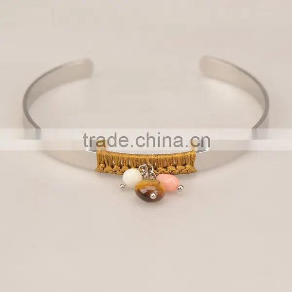 CWB662001 Online Jewelry Handmade Bracelets Fashion Expandable Stainless Steel Wire Bangle With Charm photo-4