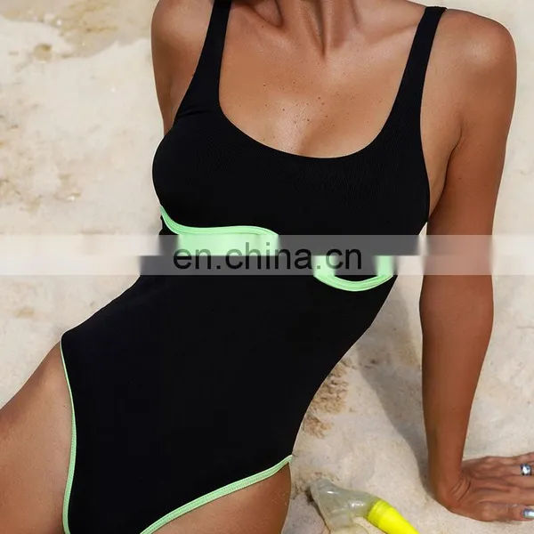 Hot Sale OEM 2022 Swimwear Custom Black Bathing Suits For Women Tummy Control Swimwear High Leg High Cut One Piece Swimsuit photo-5