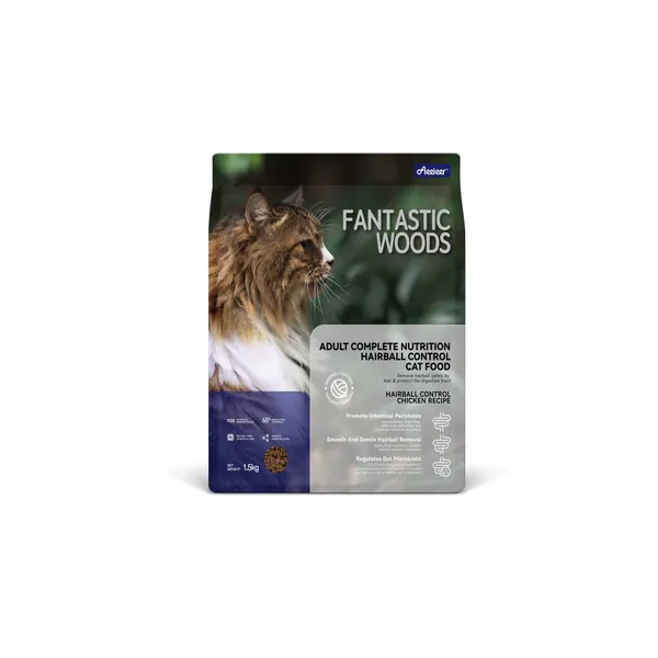 AEEIEER-FANTASTIC WOODS COMPLETE NUTRITION ADULT CAT FOOD CHICKEN FORMULA HAIR BALL CONTROL photo-2