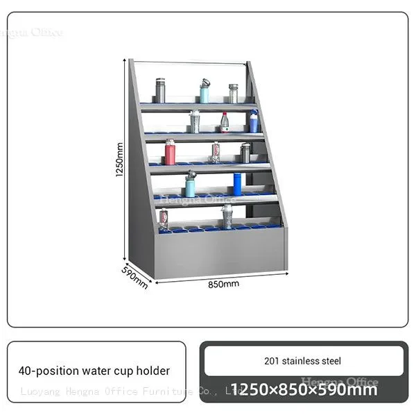 304 Stainless Steel 40 Hole Commercial Cup Rack Cabinet With Silent Bumpers, Breakroom Organization Solution OEM/ODM Supported photo-3