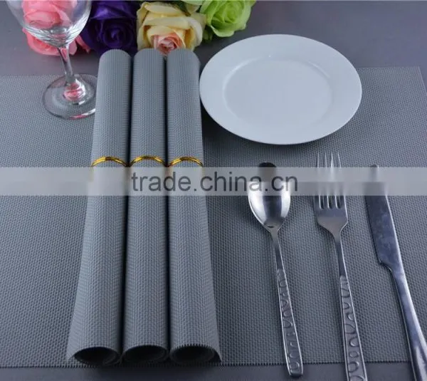 PVC Plastic Table Mat Dinner Placemat Light Grey Placemat Pure Color 45*30cm photo-3