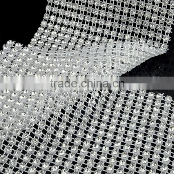 Wholesa Price 18 Rows Stretch Rhinestone Trimming Mesh With Plastic Ribbon,Elastic Crystal Stone Trims Sheet Mesh for Decoration photo-4