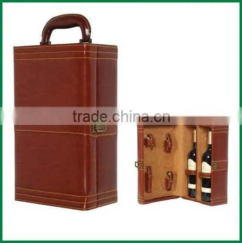 1 Bottle,2 Bottle,6 Bottle Stock Pu Leather Cover Wood Wine Gift Box photo-5