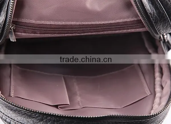 4785-china Wholesale Women Black PU Quillting Backpack photo-5