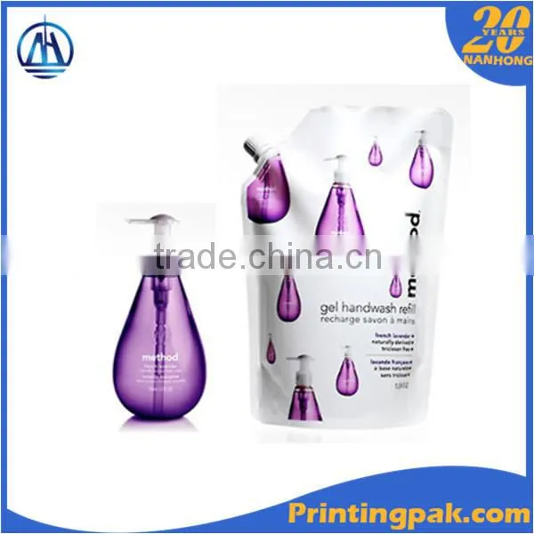 Custom Printed Self Standing Liquid Laundry Detergent Doypack Pouch With Spout for Packing Milk Juice photo-3