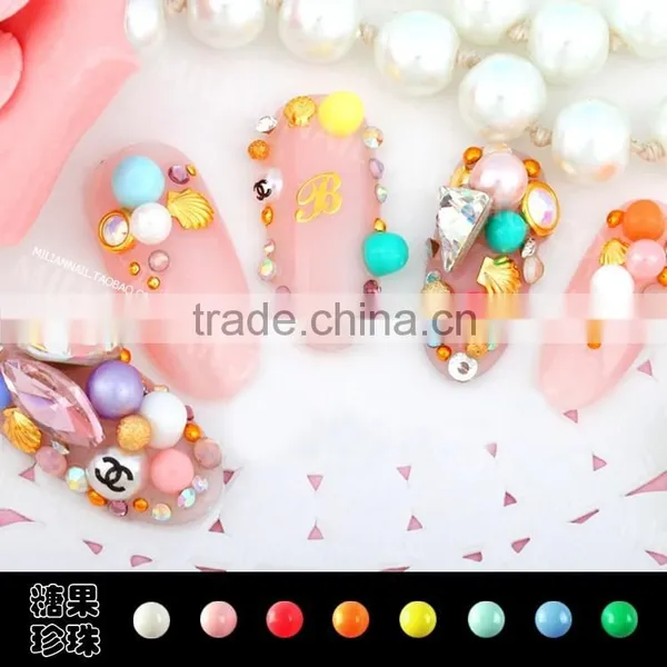 2015 New 4mm Candy Color Resin Beads Nail Flat Back Rhinestones Beautiful Acrylic Resin Stone for Nails 3d Nail Art Decoration photo-2