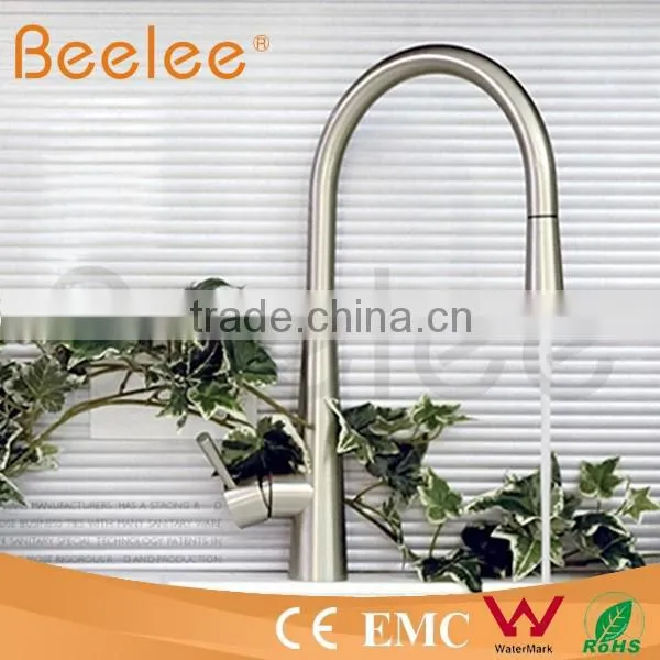 Hot Solid Brass Pull Out Kitchen Faucet With Brushed Nickel Finish photo-4