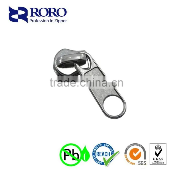 RORO151408#5 Zinc Alloy Silver White Plastic Zipper Silder and Puller Design