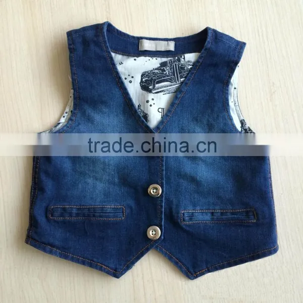 OEM Service Children Denim Waistcoat Blue Hot Sale Kids Soft Waistcoat photo-2