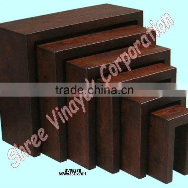 Wooden Cube Nest of Tables,mango Wood Furniture photo-6