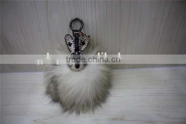 Real Raccoon Fur Ball / Fluffy Ball Fur Keychain / Monster Fur Keychain photo-5
