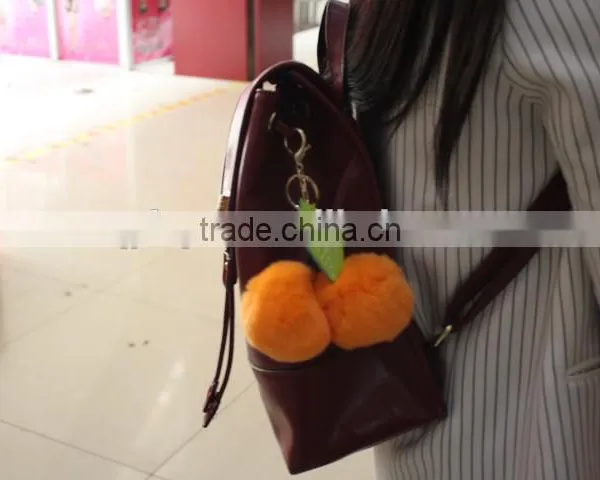 Ball Shape Rex Rabbit Fur Keyring/ Real Rex Fur Ball Key Chain With Pompoms for Bags photo-6
