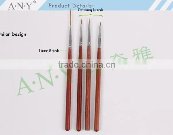 ANY Beauty Art Nails Design Rosewood Handle Sable Hair Nail Brush for Nail Art Drawing photo-6