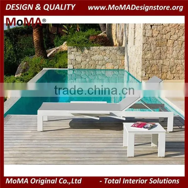 MA-2110R Modern White Aluminium Sun Lounge With Side Table
