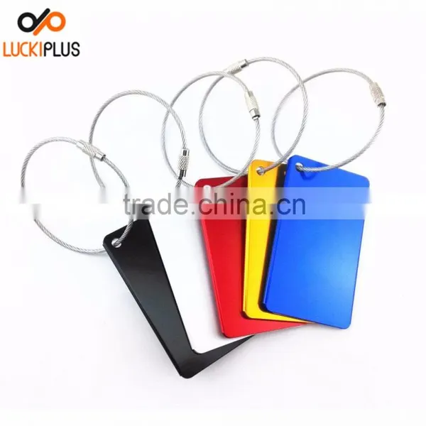 Luckiplus Colorful Aluminum Air Plane Pattern Luggage Tag ID Tag Name Card Holder Blue photo-4