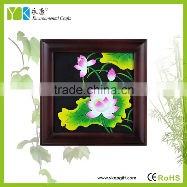 Lotus Flower Carved and Painted Home Etc Wooden Photo Picture Frame for Wall Decoration photo-2