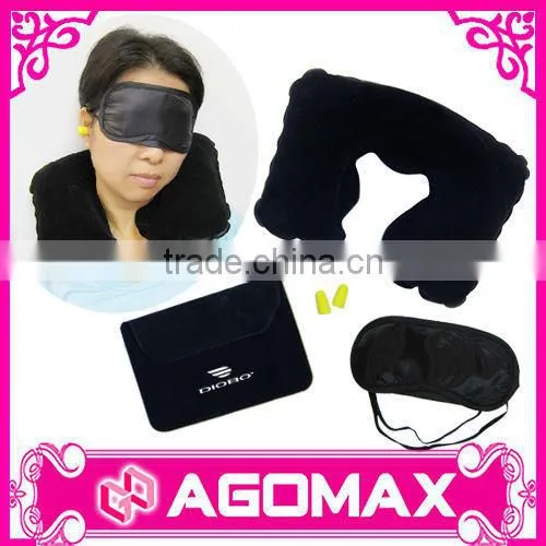 Inexpensive novelty gift durable airline eyemask pillow travel kit