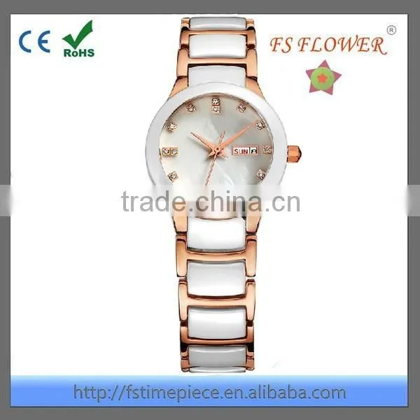 FS FLOWER - 2015 New White Ceramic Waterproof Watch With Sapphire Crystal photo-2