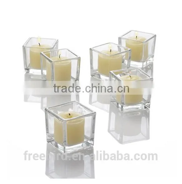 Cube Clear Glass Votive Candle Holder
