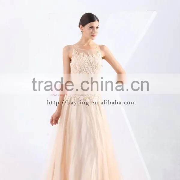 Graceful Applique Pink Long Prom Dress Real Sample Bridesmaid Dresss Pattern photo-3