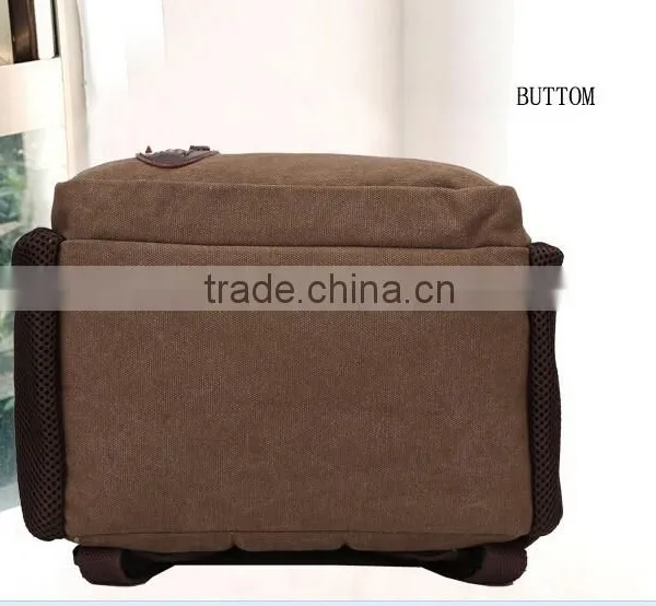 Khaki Vintage Canvas Backpack Wholesale photo-5