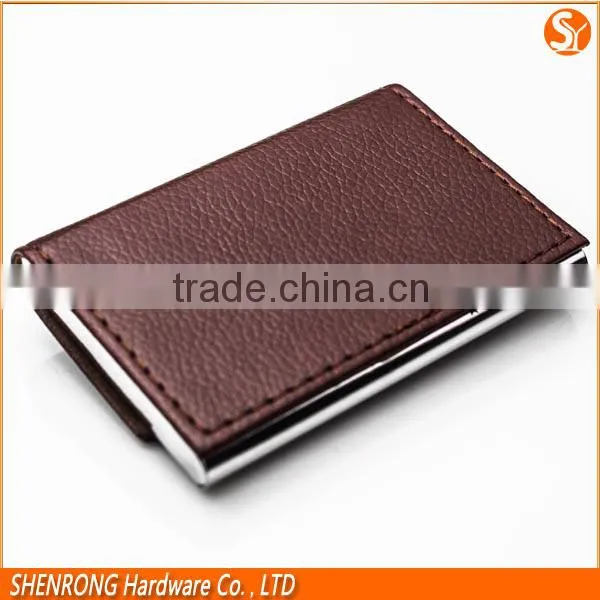 Business Affairs Brown PU Leather Credit Card Holder Name Card Case for Business Men and Promotional Gift photo-4