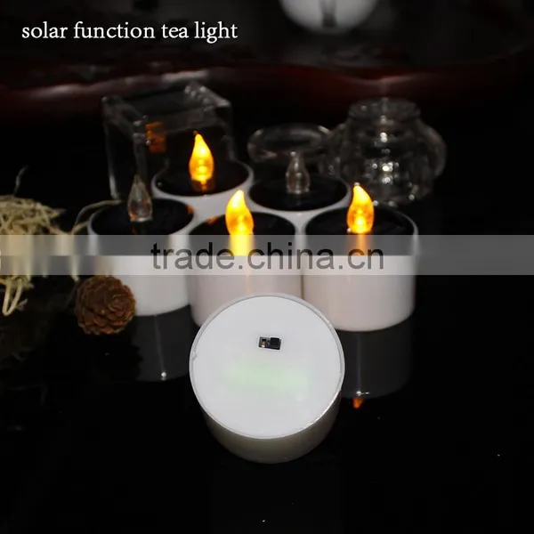 Solar Power Rechargeable LED Tealight Candle Flameless,Amber Yellow Light,Perfect Table Top Decoration For Home,Restaur photo-3