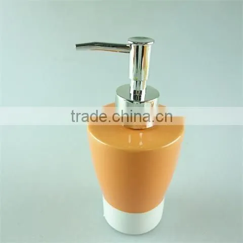 Orange Ceramic Bathroom 3 Set With Lotion Dispenser, Toilet Brush Holder, Tumbler Accessory photo-4