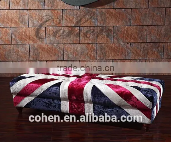 2016 Hot Sell High Quality Europe Vintage Style Living Room Chesterfeild UK Flag Fabric Sofa photo-2