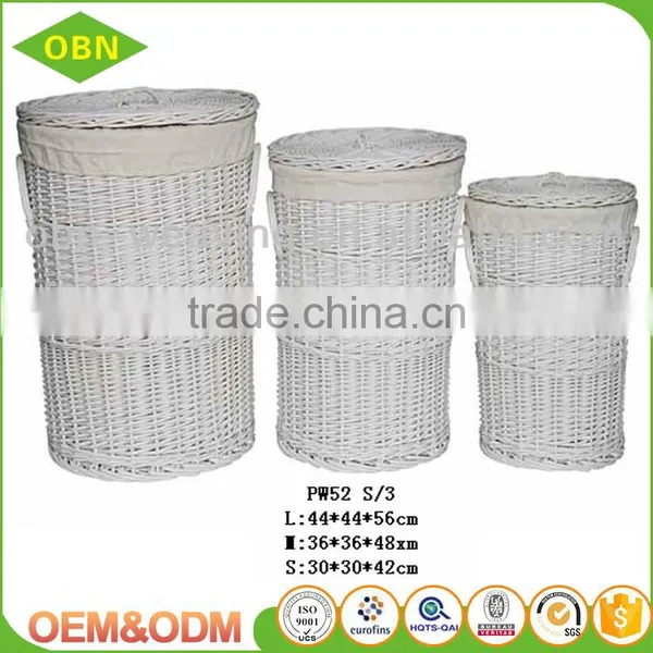 Customized Cheap Handwoven Unique Round Folding Brown Wicker Laundry Basket With Cover photo-6
