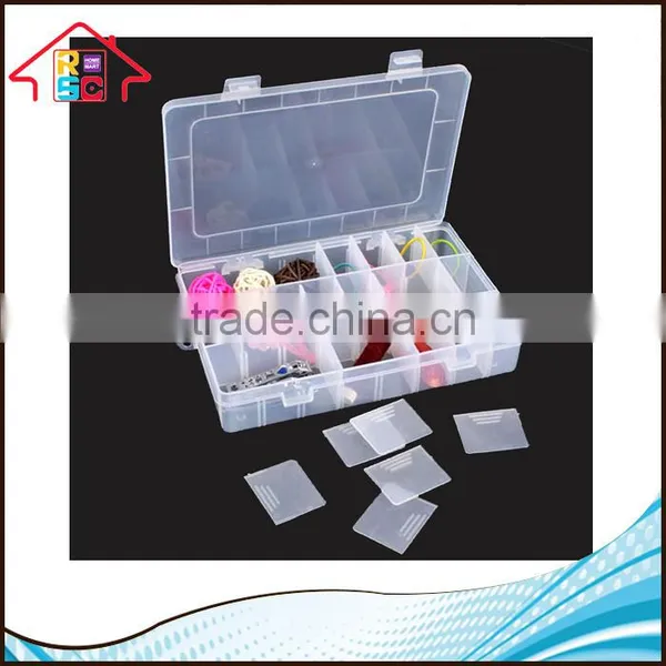 NBRSC 24 Compartment Adjustable Clear Plastic Storage Box Jewelry Tool Container photo-4