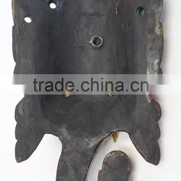 Hand Crafted Wooden Mask of Hindu Lord Ganesh Wall Hanging Made In Nepal photo-4